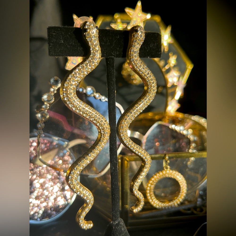 Stud-Back Snake Drop Earrings